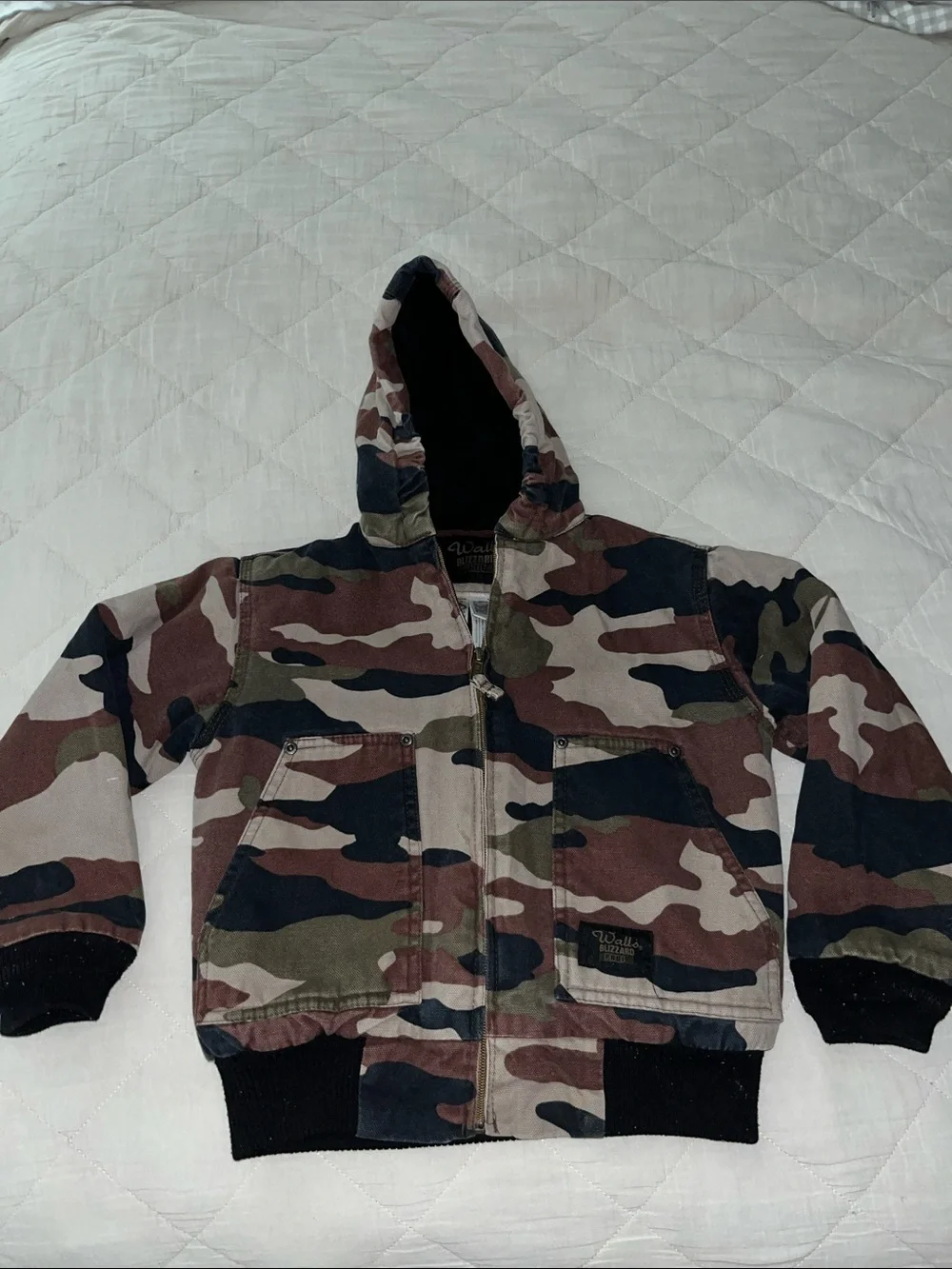 Walls Kids Camouflage Hooded Zip Jacket - Brown, Green, Black